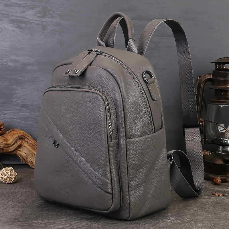 Punk Vegetable Tanned Leather Backpack green back view