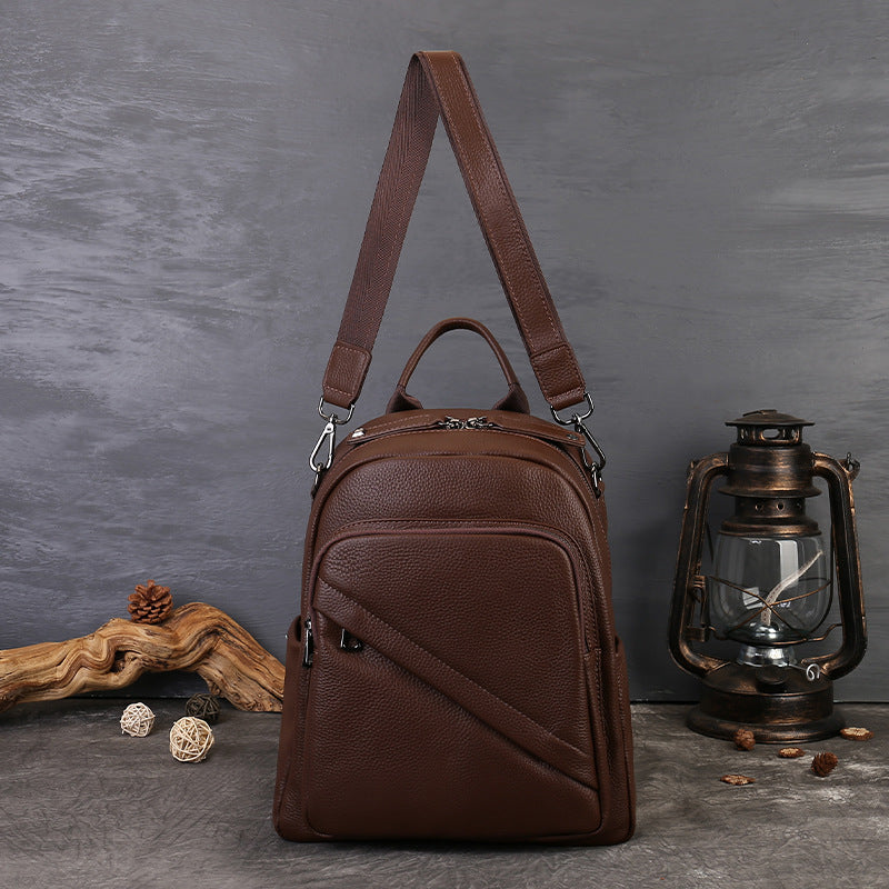 Punk Vegetable Tanned Leather Backpack gray detail view