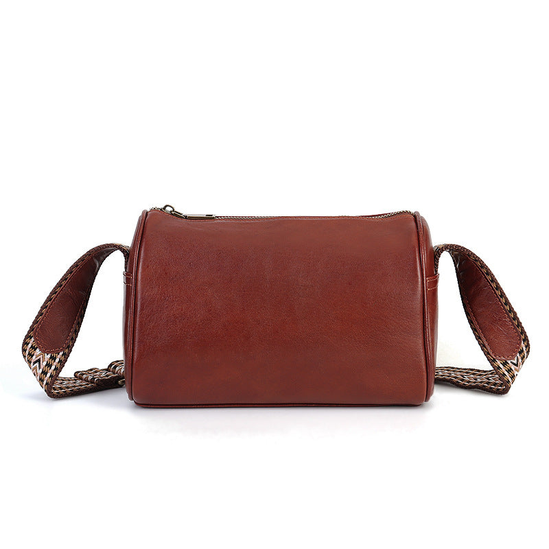 Artistic Vegetable Tanned Leather Crossbody Bag brown front view