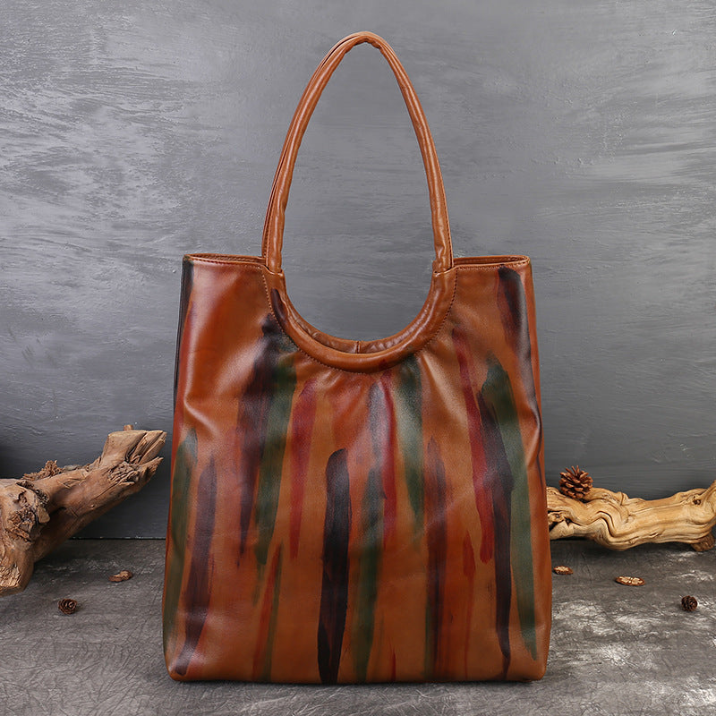 Handbags Vegetable Tanned Leather Tote Bag gray lifestyle view