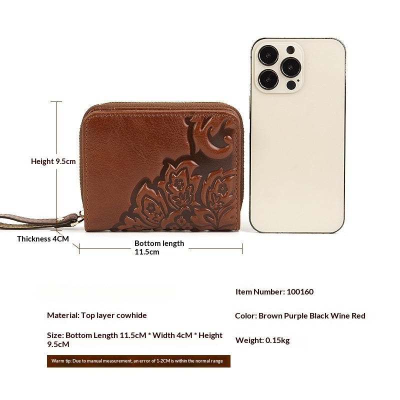 European Vegetable Tanned Leather Card Holder pink interior view