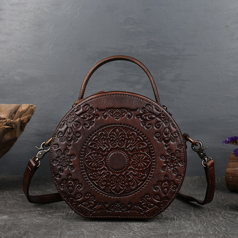 Small Vegetable Tanned Leather Crossbody Bag green strap view